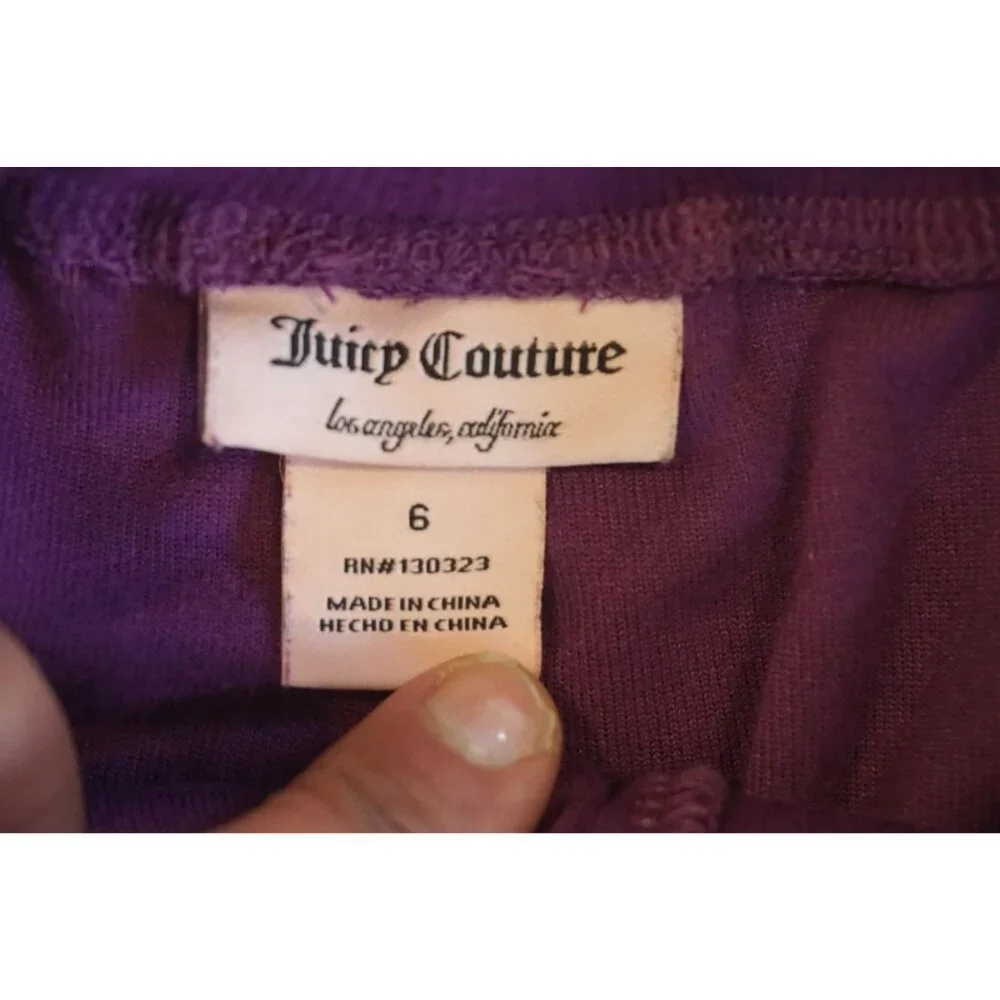 Juicy Couture Girls Purple Logo Track Pants Velour Jogger Pants - Size 6 - Picture 4 of 5